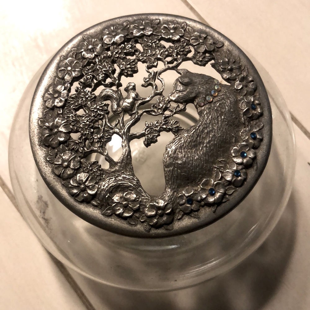 Rawcliffe Pewter Potpourri Jar w/ Rhinestone Crystal Lid Signed 1989 P. Davis